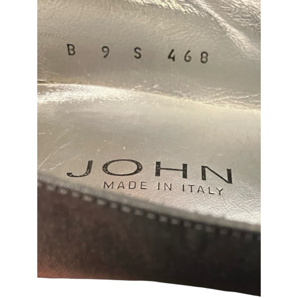 St. John Silver Metallic Square Toe Loafers Size 9M Block Heel Designer Shoes - Picture 5 of 11